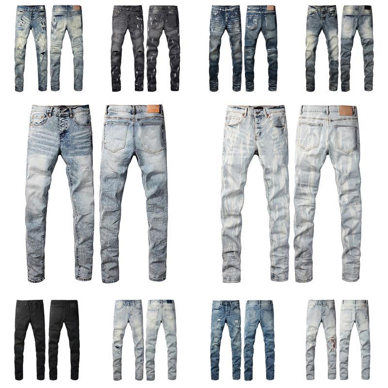 designer jeans mens womens pants summer hole High Street Retro Straight Regular Jeans Denim Washed Jeans 28--40 stacked jeans