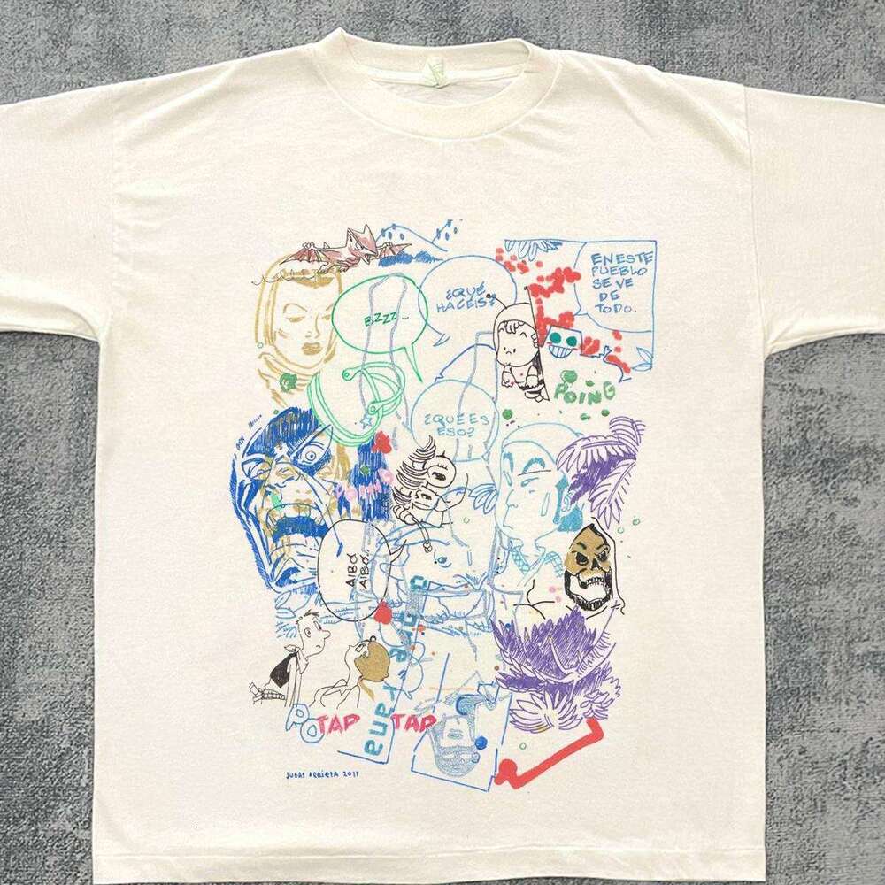 Inspiration American washed creative versatile short sleeved T-shirt street Japanese manga style genderless hip-hop