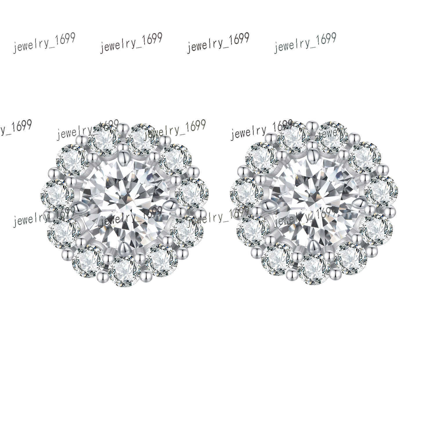 New 50 points sparkling moissanite earrings creative design structure s925 silver belt certificate earrings