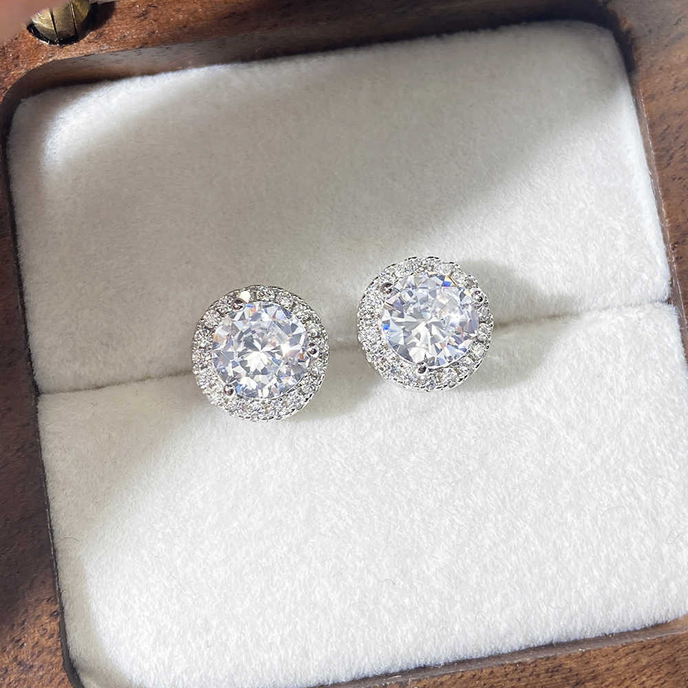 foxi hot selling S925 silver clear cz stud earrings high quality 100% 925 sterling silver stud earrings for women