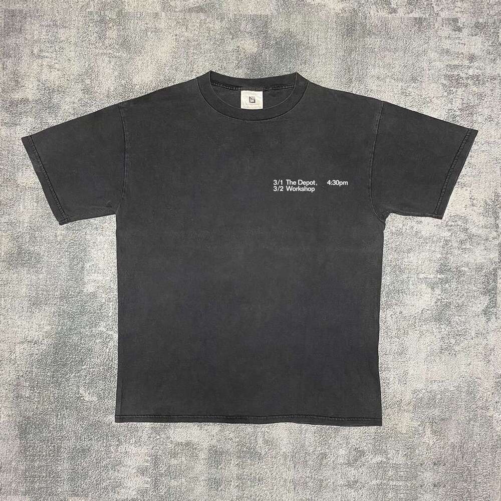 Ins niche design, small neckline, double wing printed short sleeved T-shirt, men's women's loose and versatile couple's top