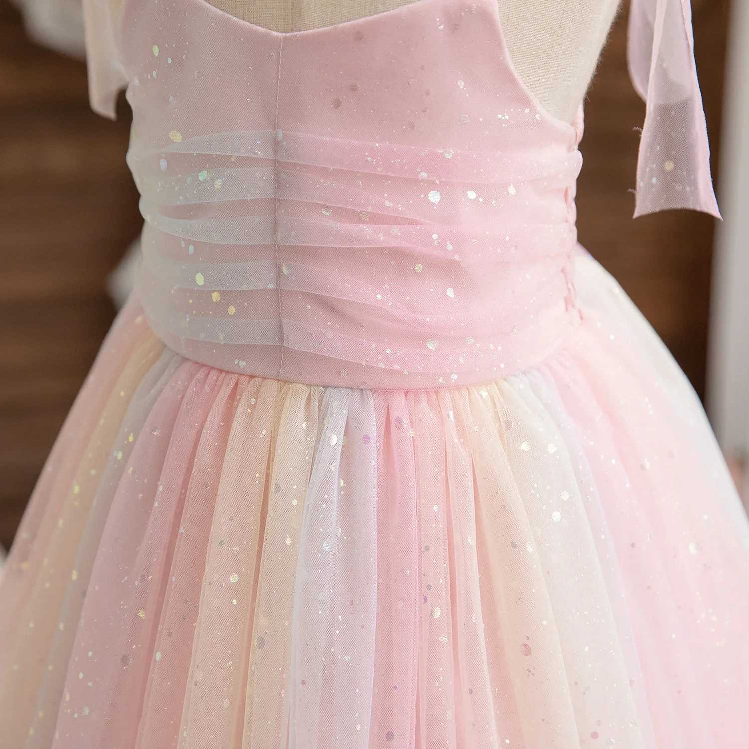 1-5 year old baby girl Tutu dress sleeveless rainbow sequin chiffon dress for little girls birthday wedding Par princess dress W250111