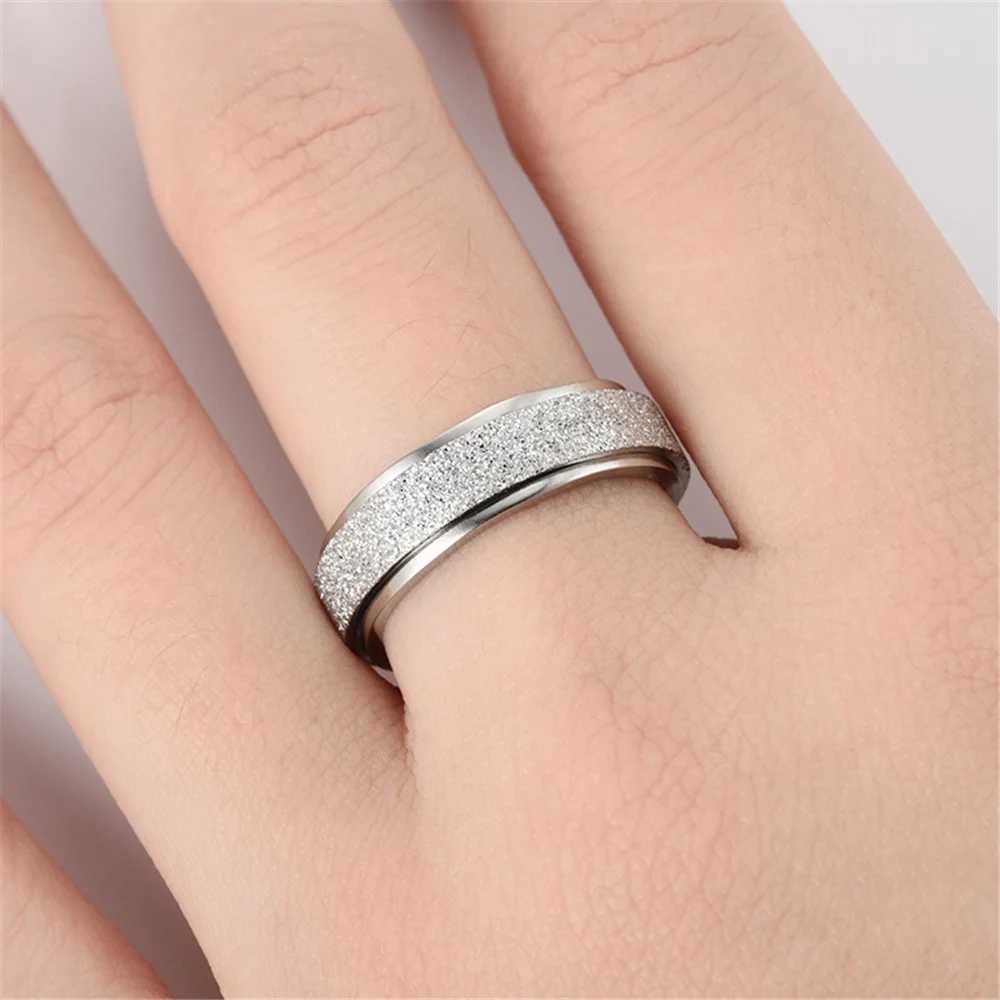 Anxiety Fidget Mens Rotating Ring 6mm Sandblasting Stainless Steel Rotating Ring Womens Pressure resistant Jewelry W250111