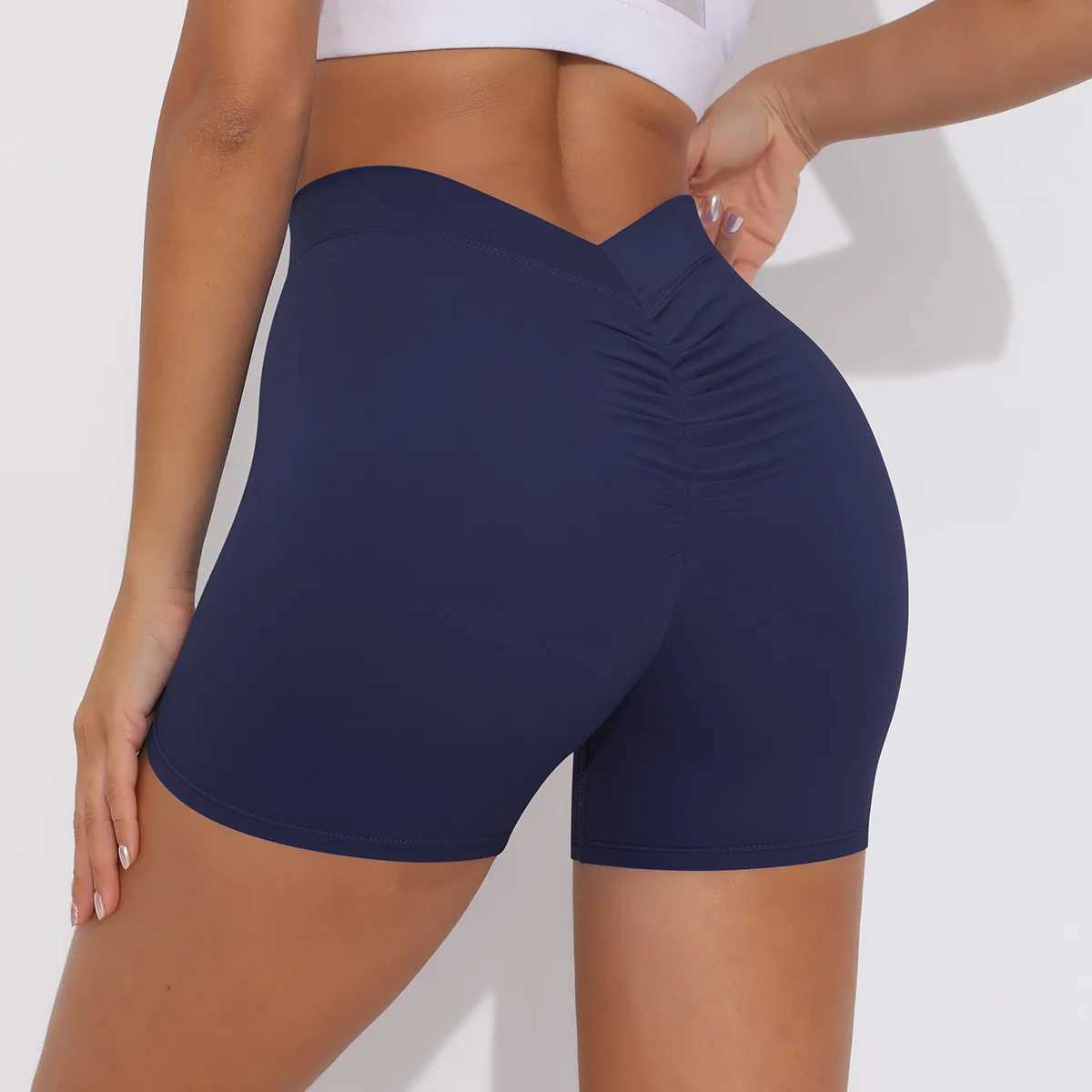 Sexy V-Back Shorts High Waisted Hip Lifting Yoga Shorts Womens Nylon Tight Fitting Shorts Training Sports Fitness PantsXJ250111