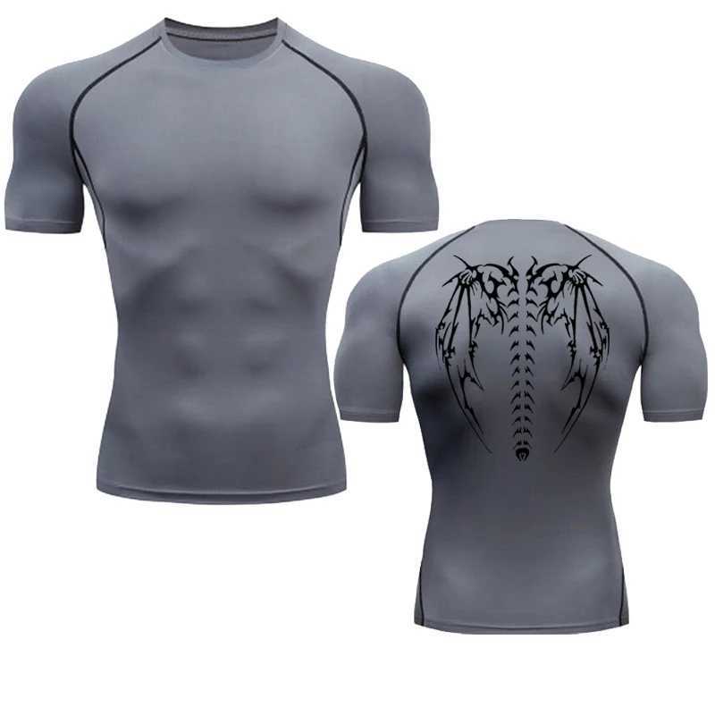 New mens compression long sleeved black gym exercise T-shirt quick drying breathable T-shirt fitness training track top S-3XL W250111