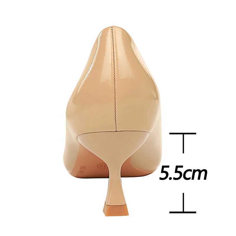 New Arrival BIGTREE Womens Shoes 5.5cm High Heels Patent Leather Womens Pump Professional OL Office Shoes Fashion Kitten High Heels Large Size 42 43 T