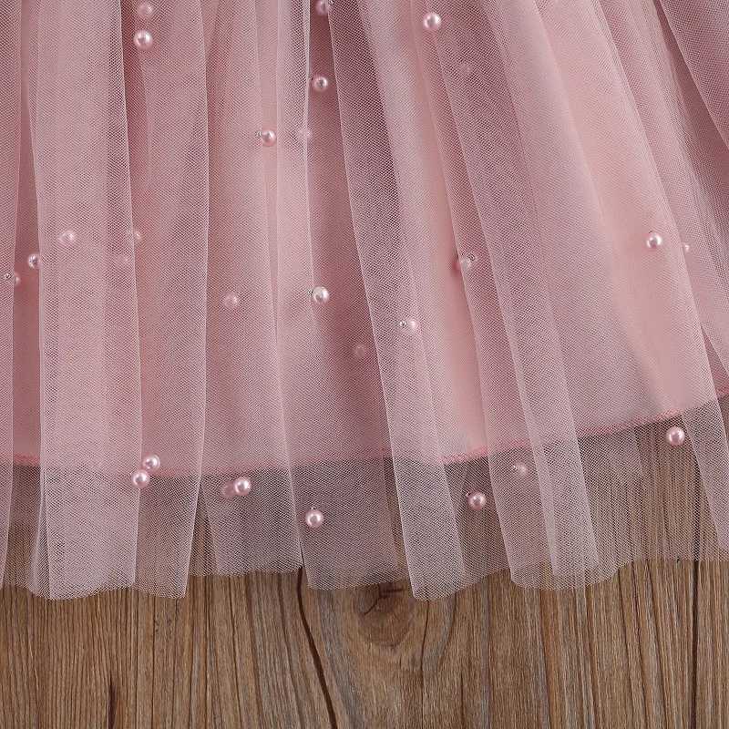 Baby Summer Clothing Preschool Children Baby Girls Princess Bow Tutu Dress Par Wedding Bead Pageant Dress 6M-5T W250111