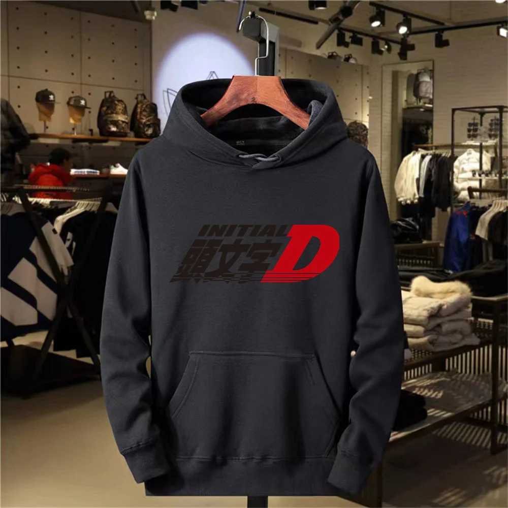 Initial D racing sports hooded mens sports shirt autumn long sleeved hooded sports shirt black gray sports shirt W250110