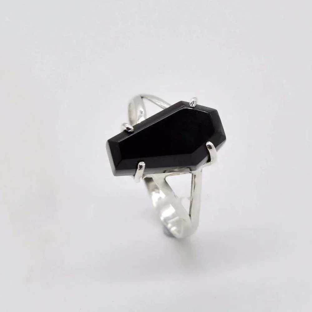 Vintage Vampire Halloween Punk Gothic Black Imitation Zirconium Coffin Rings for Women Hip Hop Rings Party Jewelry GiftsXJ250110