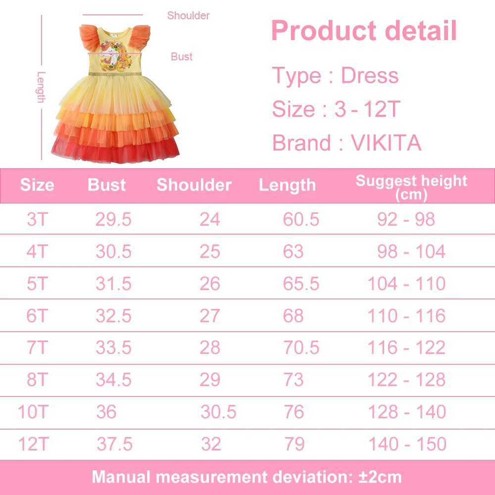 Vikita childrens summer vest girl flame sleeves mesh sheer laminated princess birthday Par Tutu dress girl print dress W250111