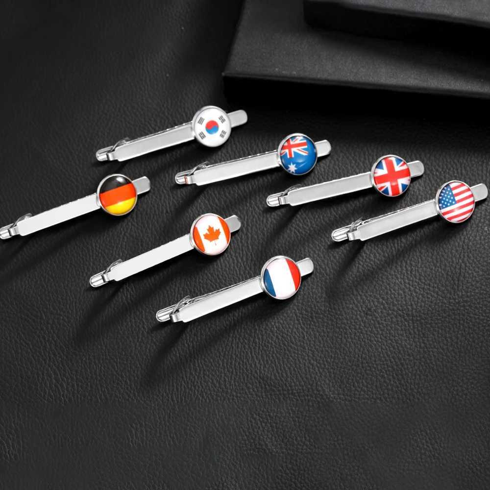 Classic national flag pattern charm tie clip for mens jewelry in the United States United Kingdom Germany France Canada South Korea Australia W250111