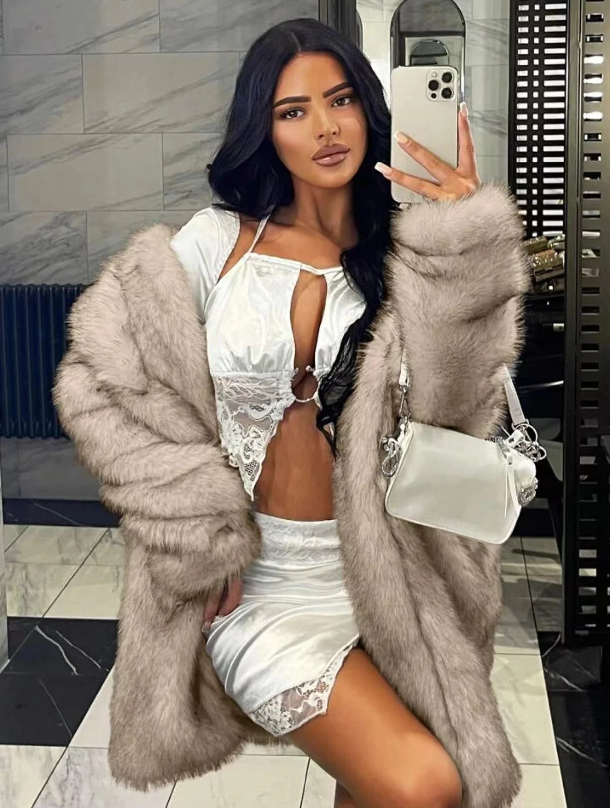 faux fur womens coat jacket in autumn and winter warm loose medium 250107