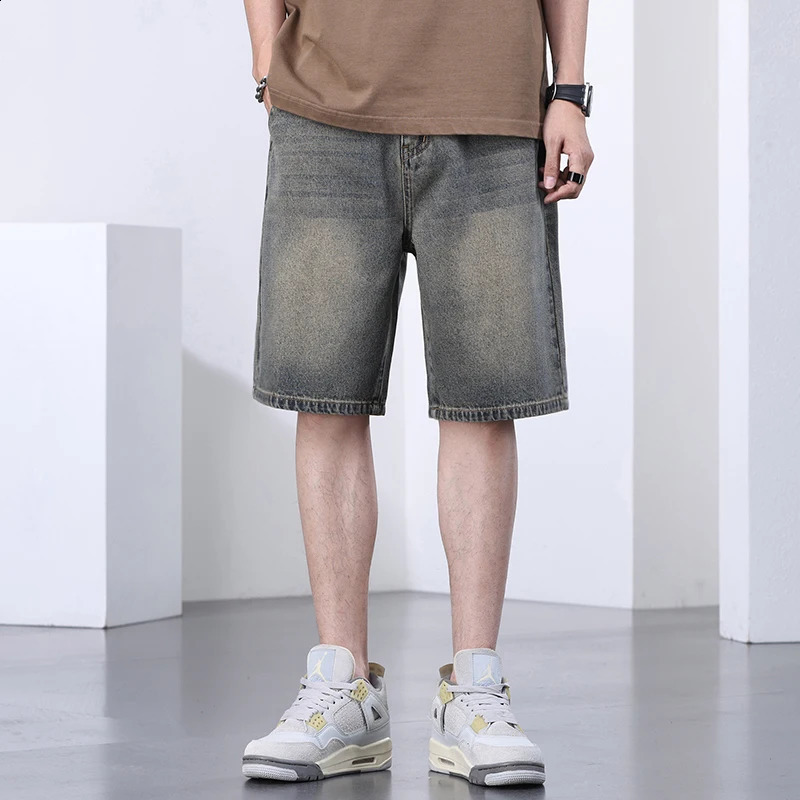 Mens Denim Shorts Summer Clothes Vintage Pants Fashion Thin Casual Loose Bermuda Jeans Wide Short 250108