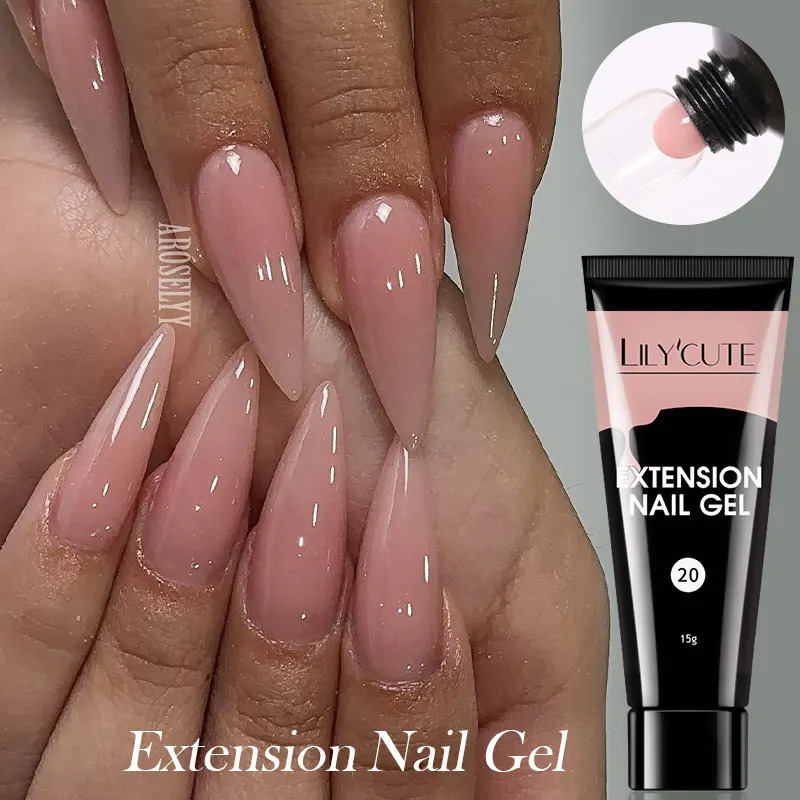 LILYCUTE 15ML Quick Gel Nail Polish Nude Milk White Color Finger Prolong Acrylic Crystal Construction Hard Varnish 241230