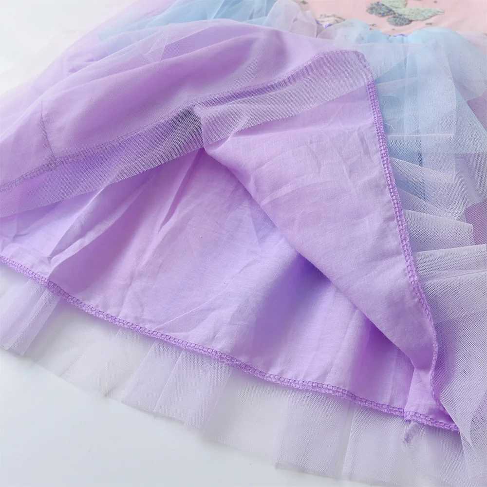 Vegeta girls summer dress childrens butterfly sequin dress girls flame sleeves irregular grid chiffon picture layered princess dress W250111
