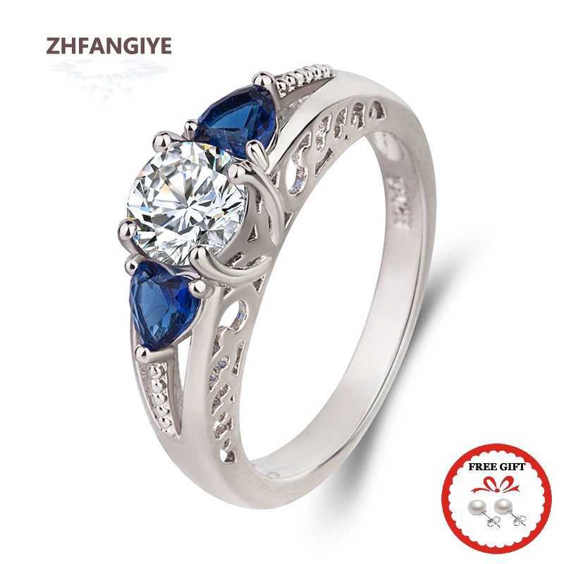 Fashionable 925 silver jewelry ring accessory with sapphire zircon gemstone ring suitable for womens wedding commitment party wholesale W250111