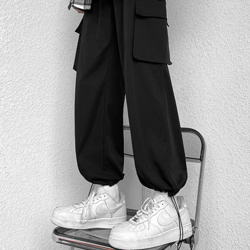 Fashion brand Japanese loose straight leg workwear pants for men's Instagram functional hip-hop wide leg cropped casual pants