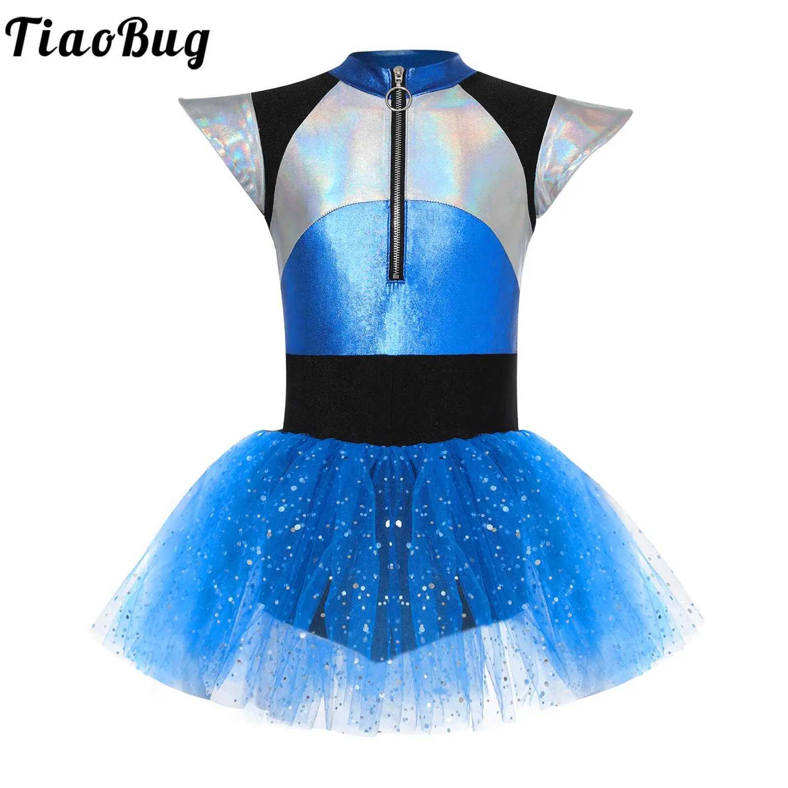 Children and girls role-playing costumes cheerleading dance dresses short sleeved shiny Spanish Tutu tight jumpsuit Halloween Par dance costume W25011