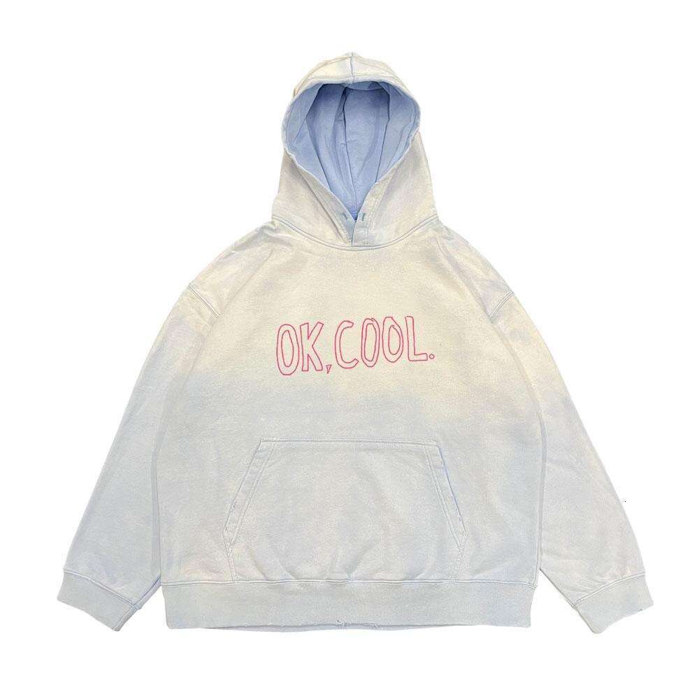 Unique lazy style American vintage washed printed hooded sweatshirt with loose versatile hoodie for men and women