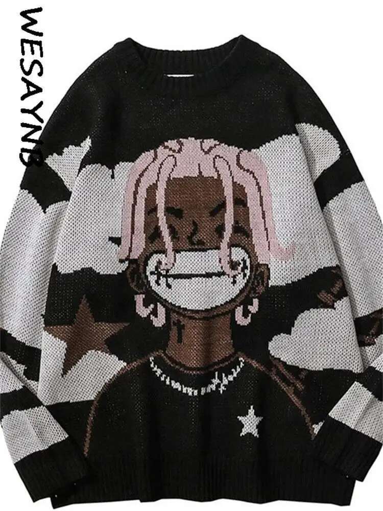 Wholesale Winter Sweaters For Women Y2k Clothes Top Long Sleeve Graphics Tees Knitting Black O-Neck Pullovers New In Knitwears