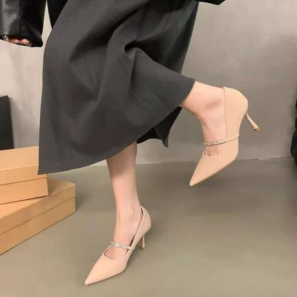 2024 Spring And Autumn New Style Women's Fashion Shallow Mouth Design Temperament High Heels Size 35-39