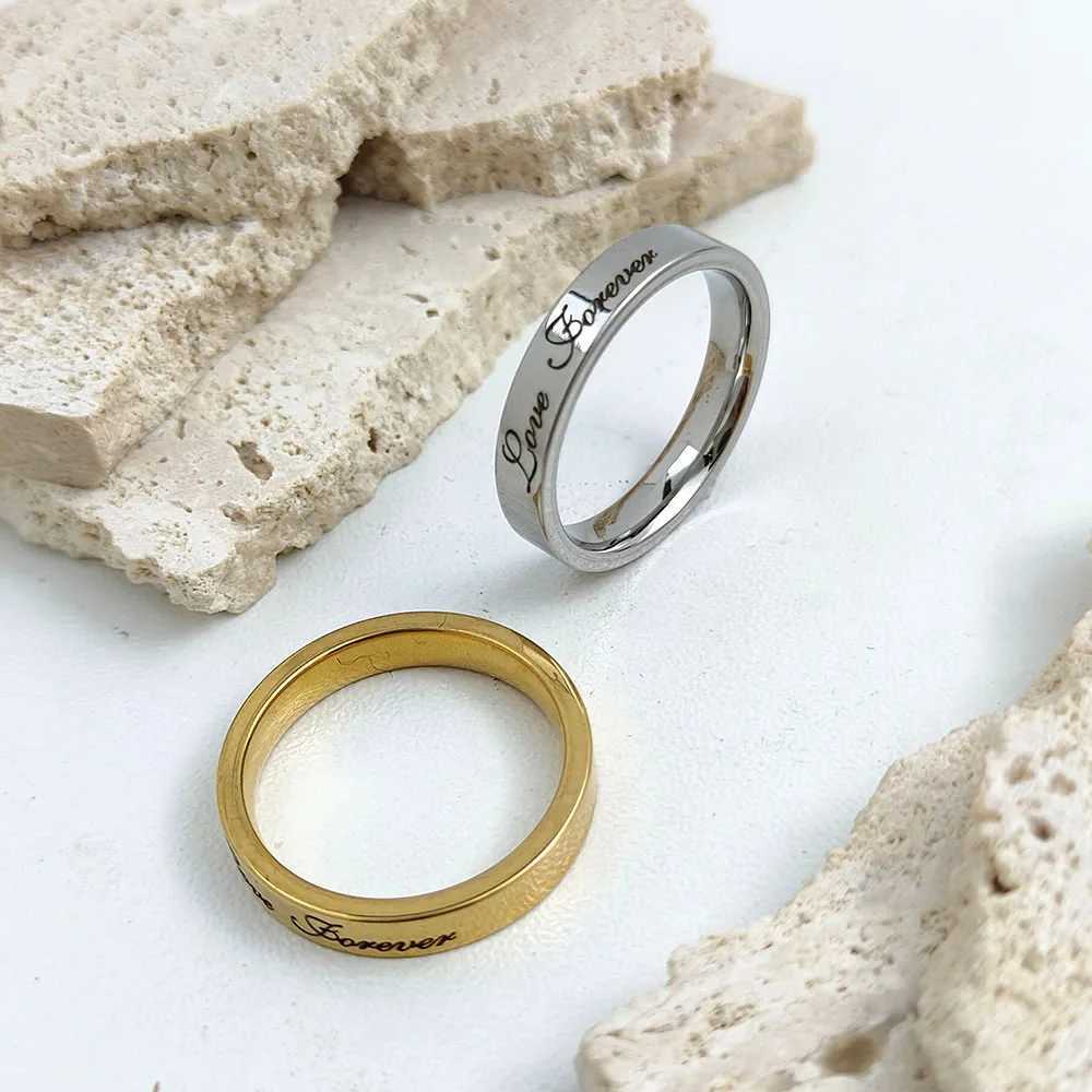 Stylish and charming stainl steel gold-plated mens ring simple true eternal womens ring wedding party jewelryXJ250110