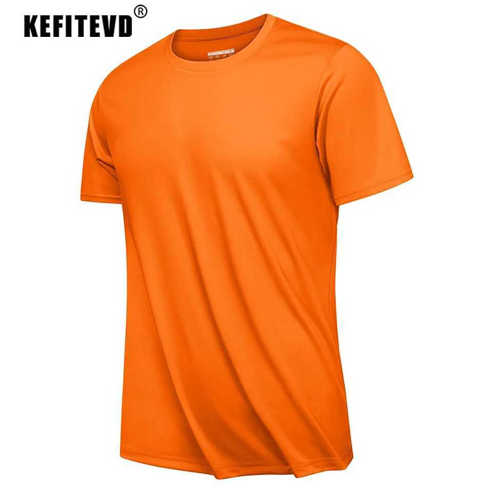 KEFITEVD summer quick drying T-shirt mens UPF 50+UV protective T-shirt lightweight crew neck running T-shirt top breathable sportswear W250111