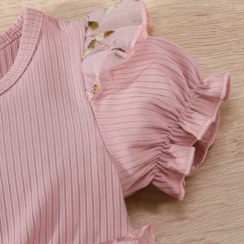 Summer baby girl princess dress 0-3Y floral embroidery baby mesh dress childrens puff sleeves cute girl chiffon clothing W250111