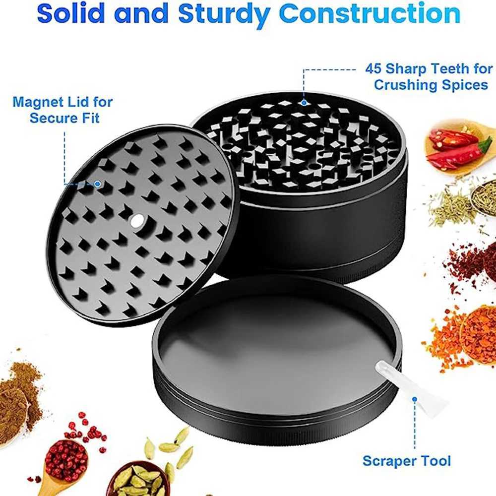 3 inch Herb Grinder 75mm 4 Layer Spice Grinder Zinc Alloy Metal 4 pieces Smoking Accessories Big Large Mill Spice Crusher 100MMXJ250111
