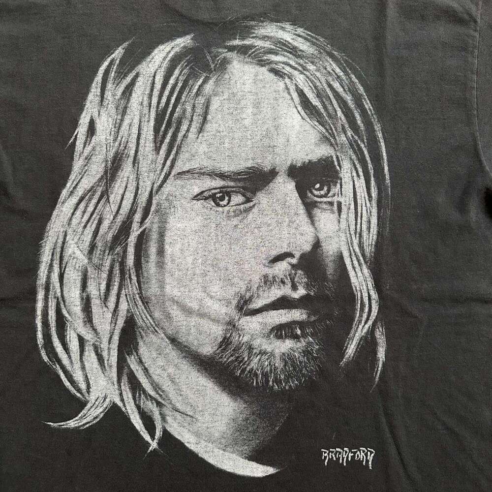 2024 Spring/Summer New Short sleeved T-shirt Men's Kurt Cobain Printed Top