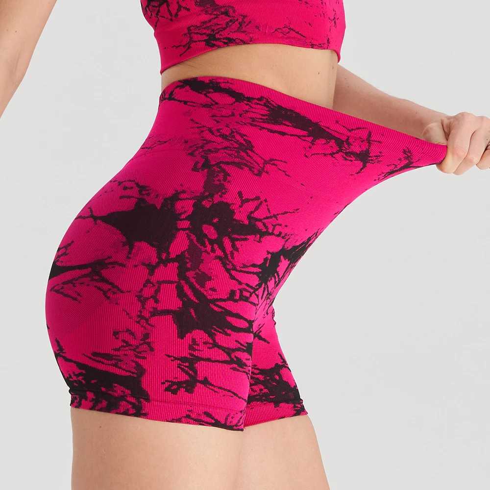 Seamless Elastic Push Up Yoga Shorts For Women High Waist Jacquard Weave Tie Dye Fitness Workout Sport Gym Cycling Tights SummerXJ250111