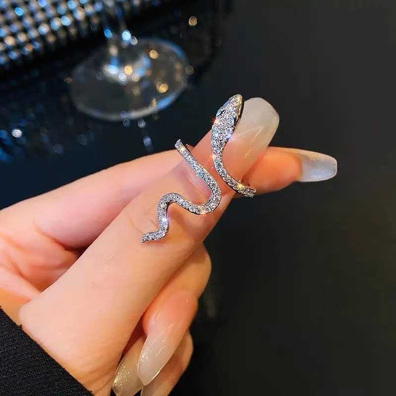 Charm Aesthetic Crystal Zircon Snake Ring Opening Adjustable Animal Rings for Women Temperament Jewelry Accories Girl GiftsXJ250110