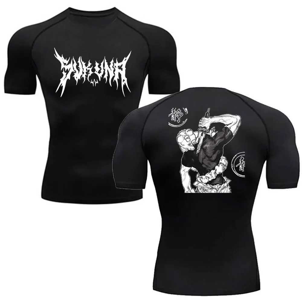 New anime printed thin compression shirt mens fitness running T-shirt summer outdoor cycling quick drying top S-3XL W250111