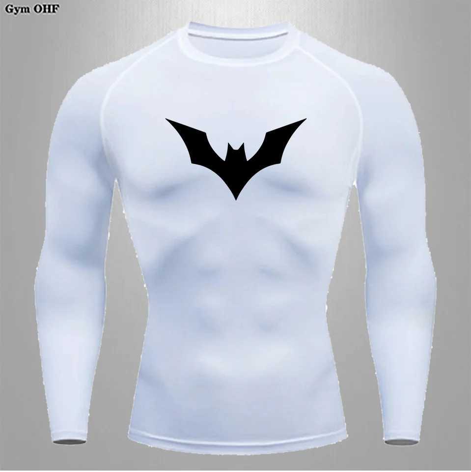 Mens gym T-shirt printed quick drying clothing long sleeved compression jogging Rush protective gym fitness boxing top weightlifting W250111