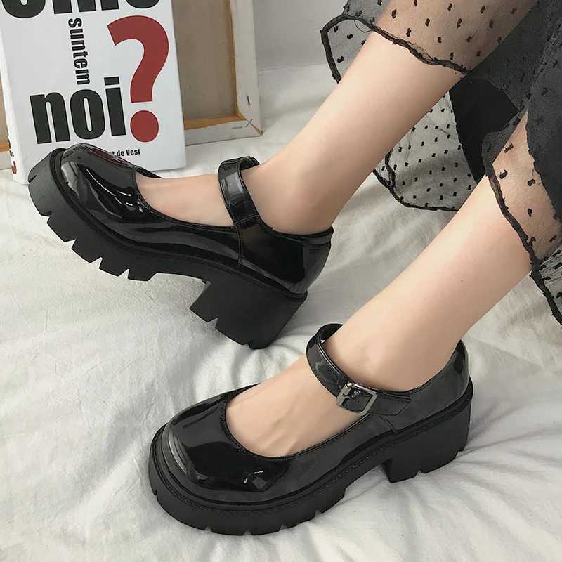 New Arrival Summer Platform Leather Shoes Womens Apartment Casual Oxford Shoes Thick soled Womens Wedge Lolita Shoes Mary Jane Women T250110
