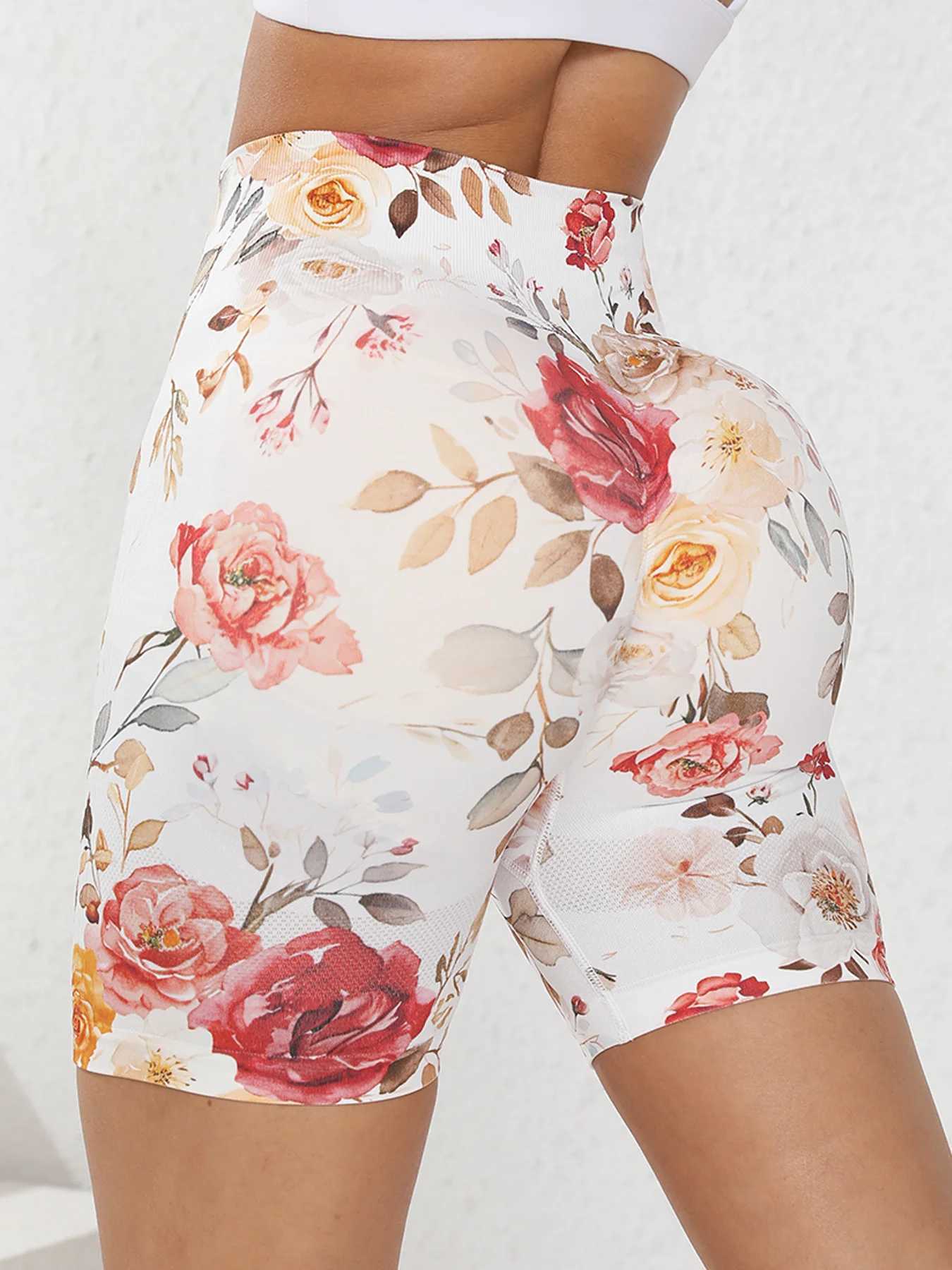 Womens Printed High Waist Yoga Pants Tummy Tucking Hip Lifting Fitness Running Exercise ShortsXJ250111