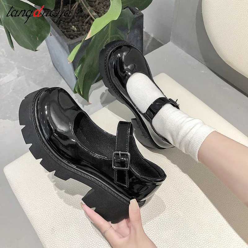 New Arrival Summer Platform Leather Shoes Womens Apartment Casual Oxford Shoes Thick soled Womens Wedge Lolita Shoes Mary Jane Women T250110