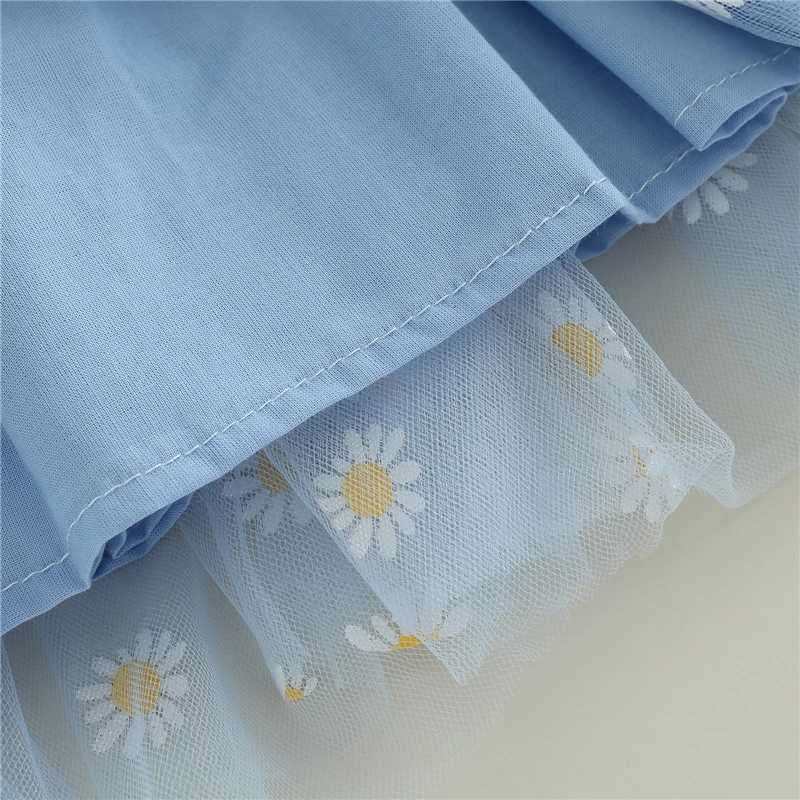 Preschool Childrens Girls Par Dress 2022 Summer Sleeveless Daisy Flower Tutu Dress Layered Chiffon Princess Birthday Dress W250111
