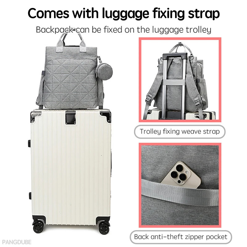 PANGDUBE 35*34*15cm Dad Bag Father Backpack for Baby Diaper Bag with 2pcs Stroller Hooks Small Accessories Bag Mommy Backpack 250106