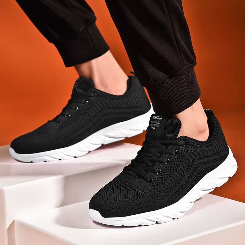 Men Shoes Black Mesh Sneakers Big Size Lightweight Breathable Fashion Casual Sport Running Shoes