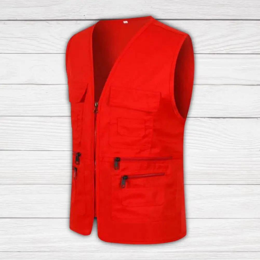 Men Multi Pocket Classic Waistcoat Casual Sleeveless Jacket Zipper Slim Fit Outerwear Male Clothes Pographer Vest 250107
