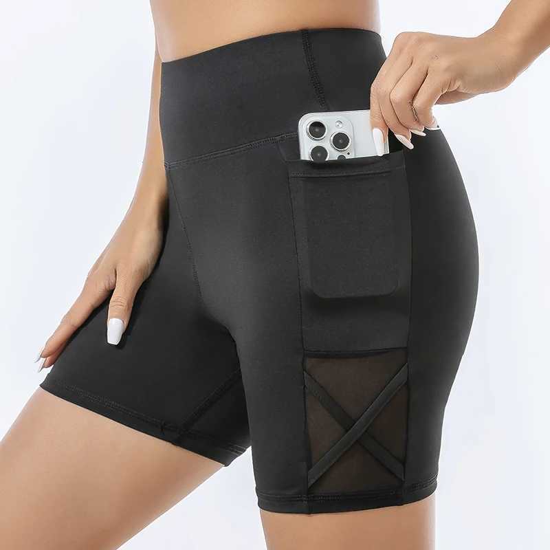 Womens safety pants with pocket shark pants wear summer thin anti-slip belly high-waisted cycling yoga shortsXJ250111