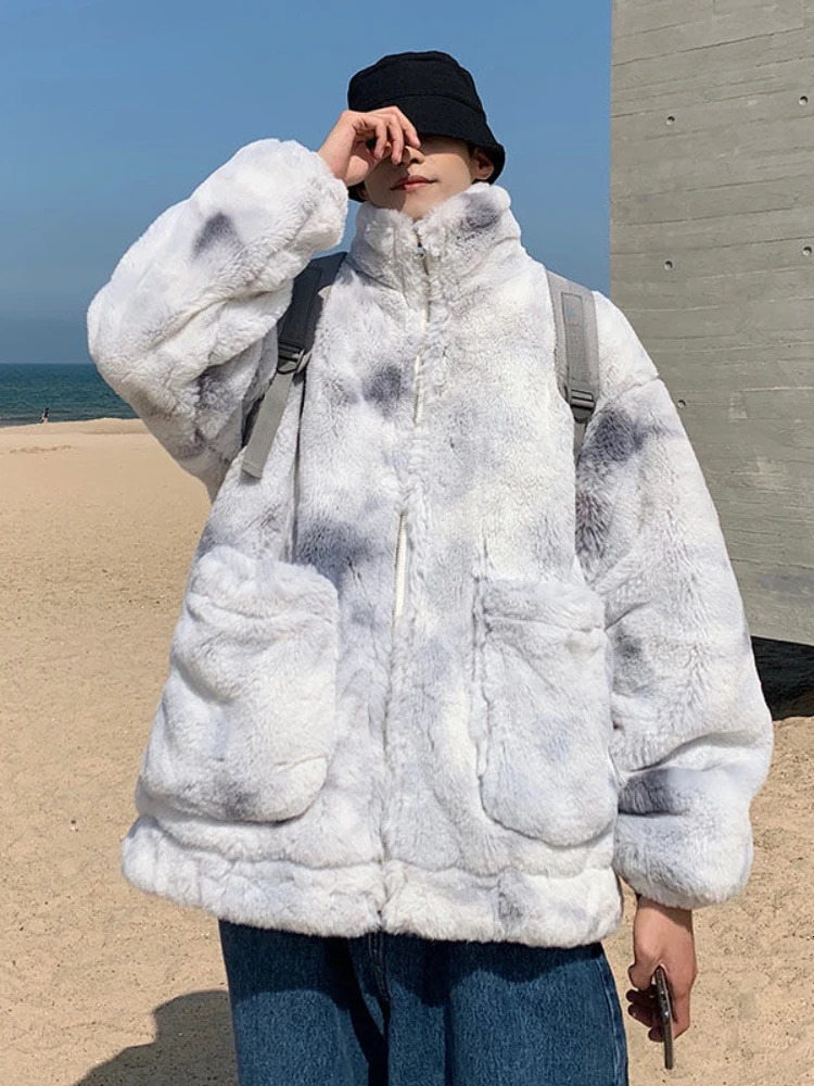 Gmiixder Rabbit Fur Winter Padded Jacket Men Korean Youth Velvet Thick Warm Women Thencken Coat 250107