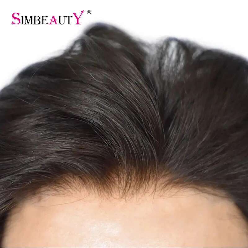 100% Human Hair Men Toupee Natural Haire Full Skin Pu Base Durable Thin 0.1Mm Male Wigs Replacement Unit Capillary Prosthesis