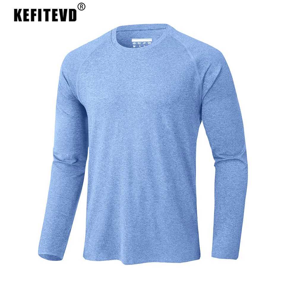 KEFITEVD Mens UPF 50+Summer Long Sleeve Lightweight T-shirt Fast Drying Breathable Shirt Outdoor Sports Gym Running Top W250111
