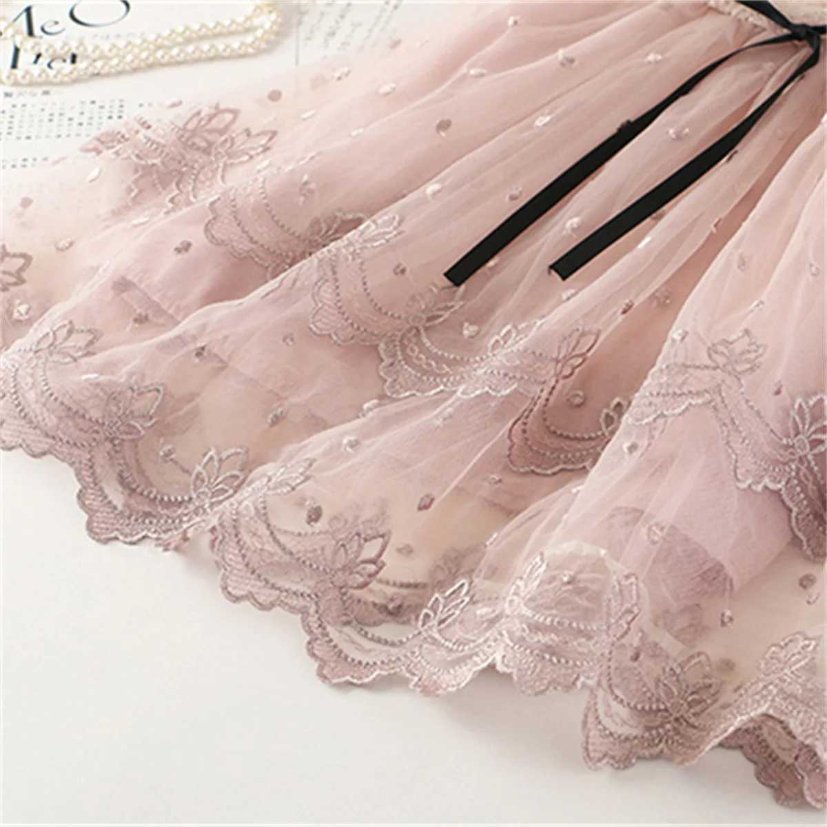 3-8 year summer princess girl dress floral print ruffled sleeves lace Tutu mini dress W250111