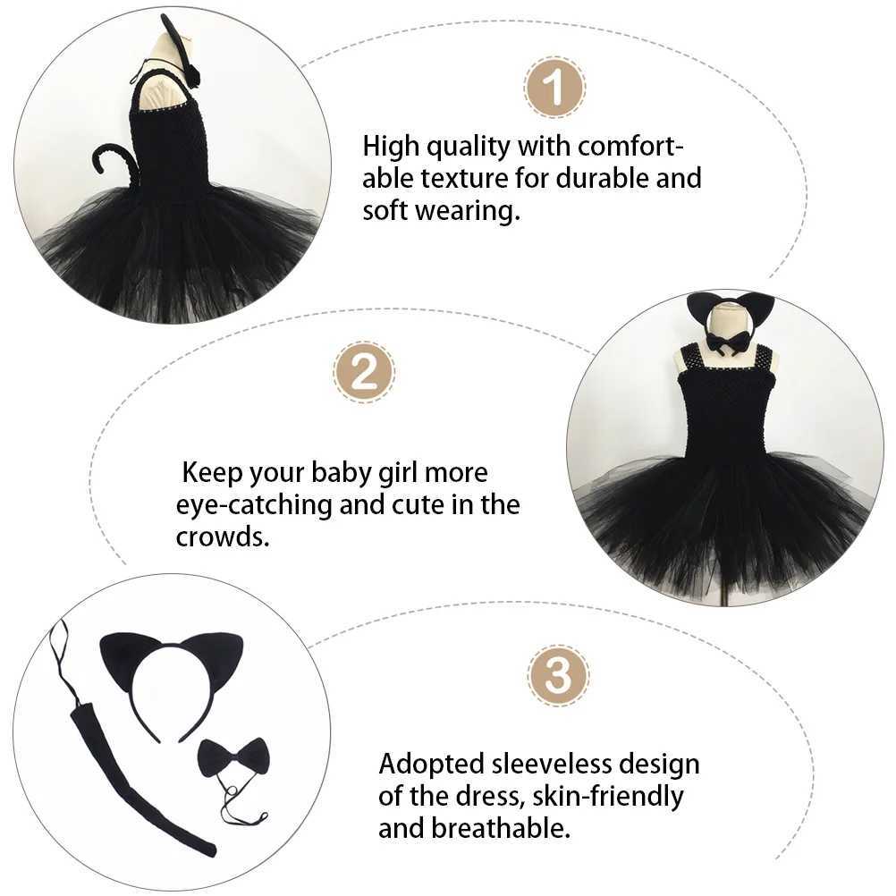 Halloween costume cat dress holiday role-playing Tutu dress childrens black girl mesh children W250111