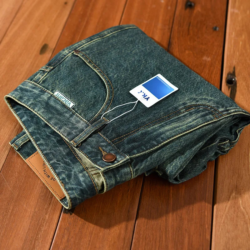 Spring and Autumn Cotton Retro Straight Jeans Mens Loose Trend Street Clothing Mens Trousers AG7178 250109