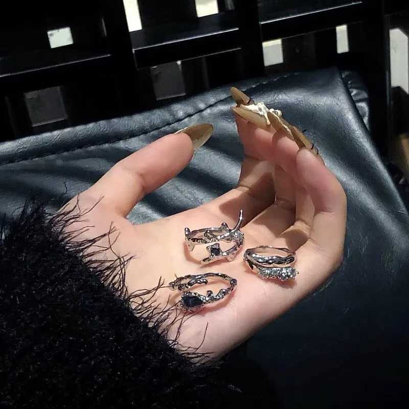 Punk Irregular Rings With Opal Aesthetic Egirl Hollow Vintage Stone Rings For Women Y2k Open Ring Tren JewelryXJ250110