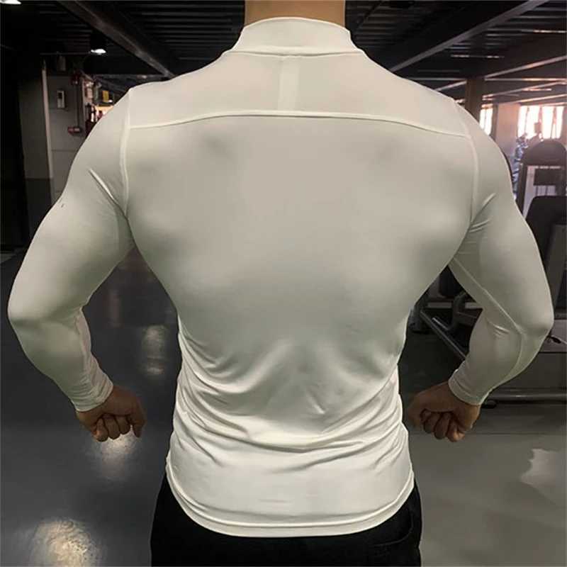 Compressed elastic T-shirt mens quick drying breathable long sleeved top gym sports T-shirt mens casual T-shirt outdoor sportswear W250111